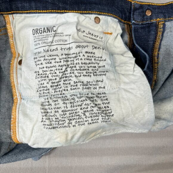Nudie Jeans Mens Made in Italy Size 32x30 Blue Denim Mens Organic Cotton - Picture 5 of 10